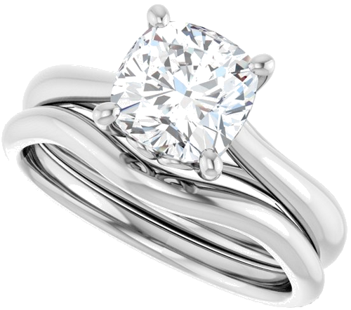 Sužadėtuvių Žiedas „Solitaire“ 585 Baltojo Aukso Cushion 7mm (10)