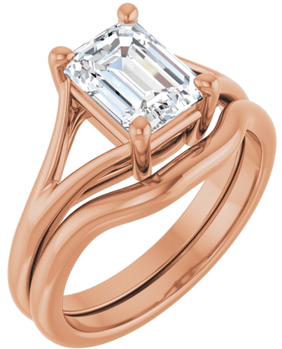 14K Rose 8x6 mm Emerald 4-Prong Cathedral Split Shank Engagement Ring Mounting (6)