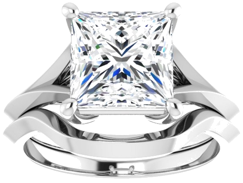 Sužadėtuvių Žiedas „Solitaire Split Shank“ 14k white gold Square 8mm (8)