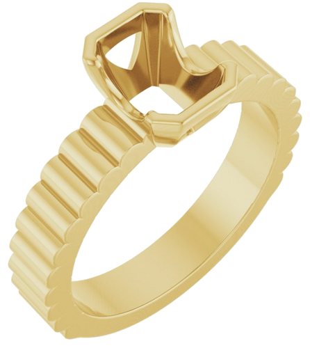 Sužadėtuvių Žiedas „Half-Bezel Solitaire“ 10k yellow gold Emerald 7mm x 5mm (1)