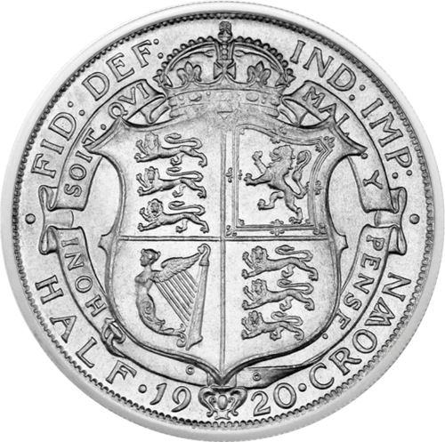 1/2 Крона Георг V Великобритания (1920-1926) серебряная монета (2)