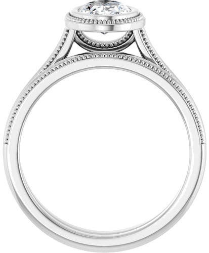 Sužadėtuvių Žiedas „Bezel-Set Solitaire“ 14k white gold Oval 7.5mm x 5.5mm (7)