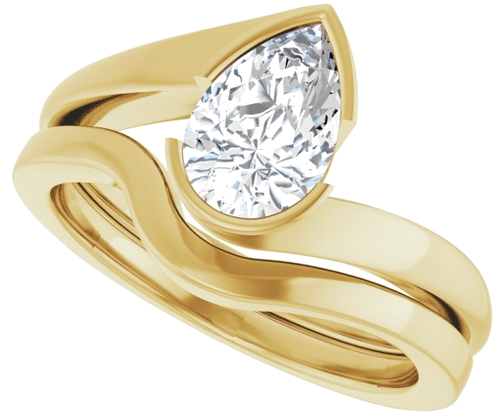 Sužadėtuvių Žiedas „Half-Bezel Solitaire“ 14k yellow gold Pear 8.5mm x 5.5mm (10)