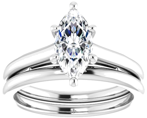 Sužadėtuvių Žiedas „Solitaire“ 585 Baltojo Aukso Marquise 10mm x 5mm (8)