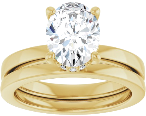 Sužadėtuvių Žiedas „Hidden Halo-Style“ 14k yellow gold Oval 9mm x 7mm (8)