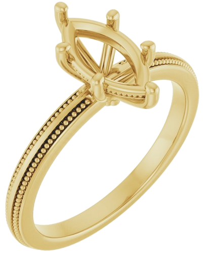 Sužadėtuvių Žiedas „Solitaire Milgrain“ 14k yellow gold Marquise 10mm x 5mm (1)