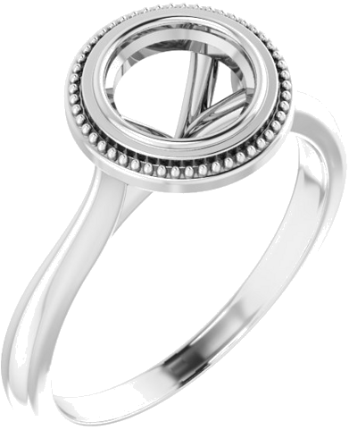 Sužadėtuvių Žiedas „Bezel-Set“ 585 Baltojo Aukso Round 6.5mm (1)