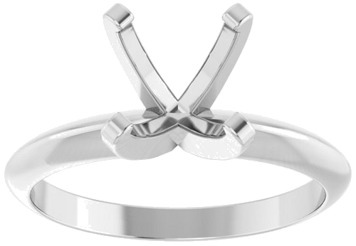 14K White 6.5 x 6.5 mm Cushion Solitaire Engagement Ring Mounting (3)