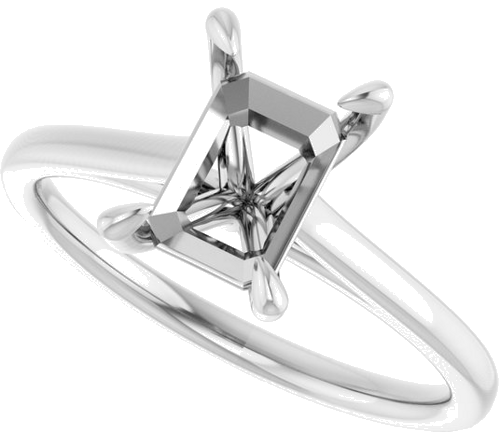 Platinum  8x6 mm Emerald Solitaire Engagement Ring Mounting (5)