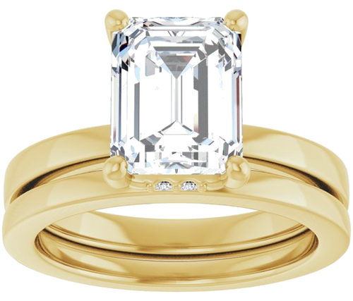 Sužadėtuvių Žiedas „Hidden Halo-Style“ 14k yellow gold Emerald 9mm x 7mm (8)