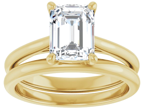 18K Yellow 8x6 mm Emerald Solitaire Engagement Ring Mounting (8)