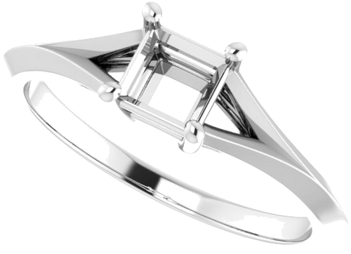 14K White 4.5 mm Square Solitaire Engagement Ring Mounting (5)