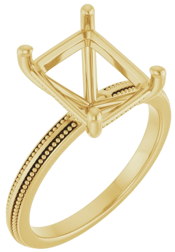 Sužadėtuvių Žiedas „Solitaire Milgrain“ 14k yellow gold Emerald 10mm x 8mm (1)