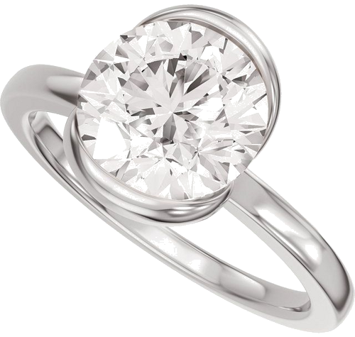 Sužadėtuvių Žiedas „Half Bezel Solitaire“ 14k white gold Round 8.2mm (5)
