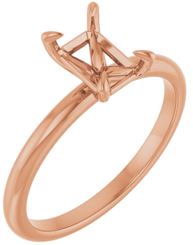 14K Rose  7x5 mm Emerald Solitaire Engagement Ring Mounting (1)