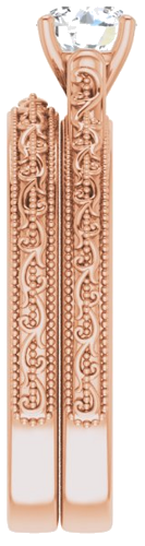 Sužadėtuvių Žiedas „Solitaire“ 585 Rožinis Aukso Round 5.2mm (9)