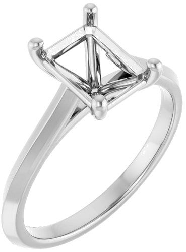 14K White 8x6 mm Emerald Solitaire Engagement Ring Mounting (1)