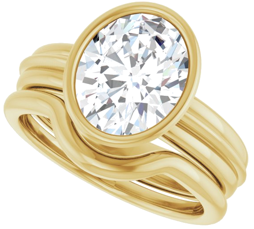 Sužadėtuvių Žiedas „Bezel-Set Solitaire“ 585 Geltonojo Aukso Oval 10mm x 8mm (10)