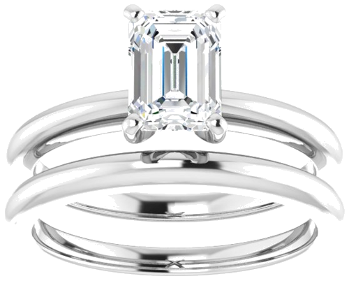 14K White  7x5 mm Emerald Solitaire Engagement Ring Mounting (8)