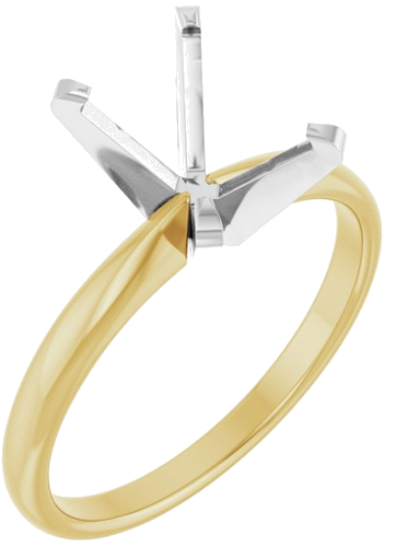 14K Yellow White 10 x 8 mm Oval Solitaire Engagement Ring Mounting (1)