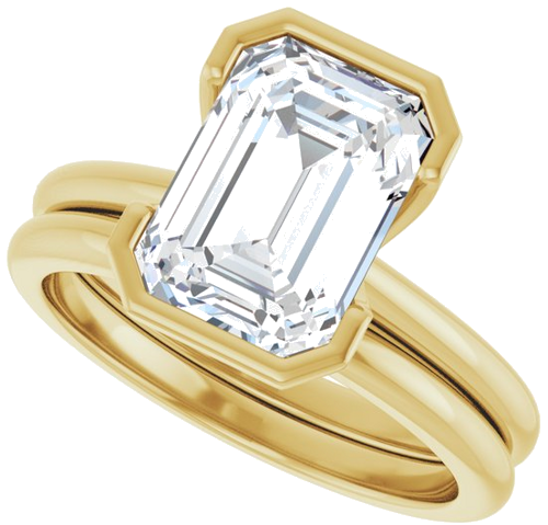 Sužadėtuvių Žiedas „Half-Bezel“ 14k yellow gold Emerald 10mm x 7mm (10)