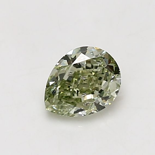0.65 carat Fancy Yellow Green-SI2 Natūralus Pear Deimantas (1)