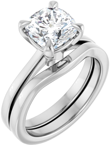 Sužadėtuvių Žiedas „Claw-Prong“ 14k white gold Cushion 7.5mm (6)