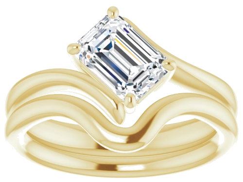 Sužadėtuvių Žiedas „Solitaire Bypass“ 14k yellow gold Emerald 7mm x 5mm (8)