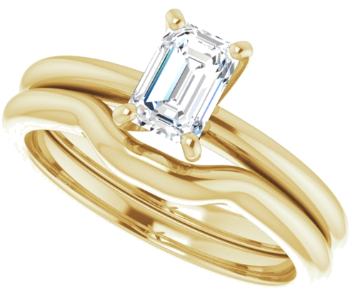 Sužadėtuvių Žiedas „Solitaire“ 585 Geltonojo Aukso Emerald 6mm x 4mm (10)