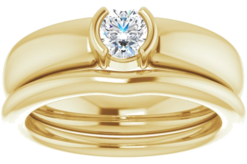 Sužadėtuvių Žiedas „Half-Bezel Solitaire“ 14k yellow gold Round 4.4mm (8)
