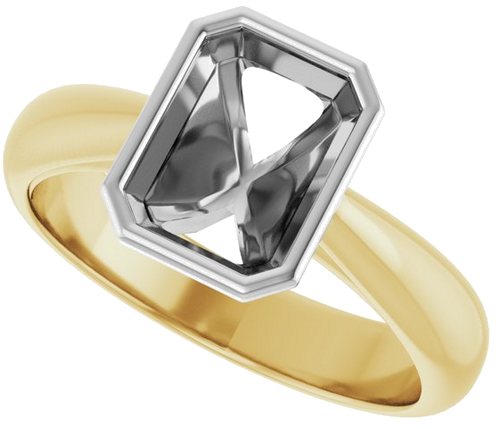 Sužadėtuvių Žiedas „Bezel-Set Solitaire“ 14k yellow/white gold Emerald 8mm x 6mm (5)