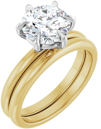 Sužadėtuvių Žiedas „Claw-Prong“ 14k yellow/white gold Round 8.2mm (6)