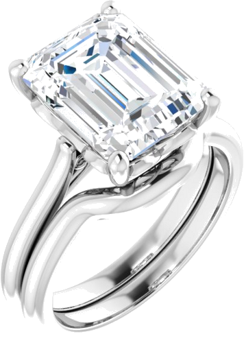 Sužadėtuvių Žiedas „Solitaire“ 14k white gold Emerald 11mm x 9mm (6)