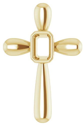 Pakabukas „Solitaire Bezel-Set Cross“ 14k yellow gold Emerald 6mm x 4mm (1)