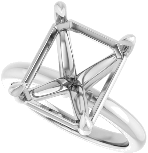 Sužadėtuvių Žiedas „Claw-Prong“ 18k white gold Emerald 12mm x 10mm (5)