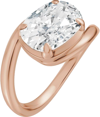 Sužadėtuvių Žiedas „Claw-Prong Solitaire Bypass“ 14k rose gold Elongated Cushion 9mm x 7mm (1)