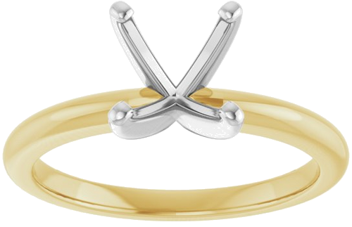 14K Yellow   White  7x7 mm Cushion Solitaire Engagement Ring Mounting (3)