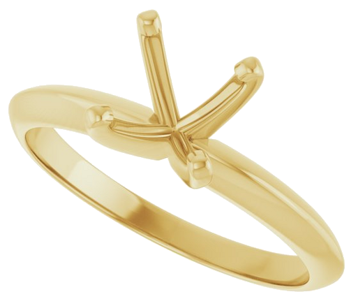 14K Yellow 6.6-7.2 mm Round 4-Prong Light Solitaire Ring Mounting (5)