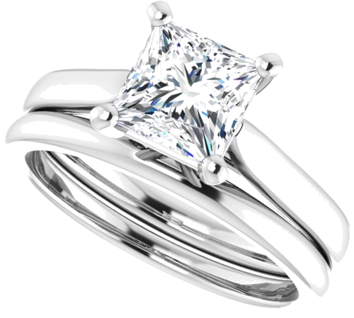 Platinum 6 mm Square Engagement Ring Mounting (10)