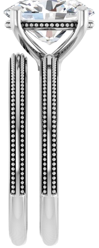 Sužadėtuvių Žiedas „Solitaire Milgrain“ 14k white gold Oval 10mm x 8mm (9)