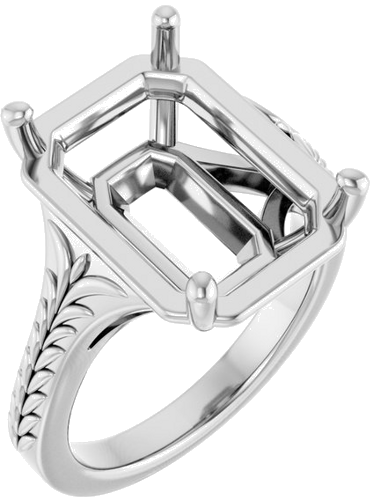 Sužadėtuvių Žiedas „Solitaire“ 14k white gold Emerald 14mm x 10mm (1)