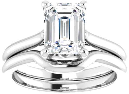 Sužadėtuvių Žiedas „Solitaire“ 950 Platinos Emerald 8mm x 6mm (8)