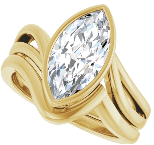 Sužadėtuvių Žiedas „Bezel-Set“ 14k yellow gold Marquise 13mm x 6.5mm (10)