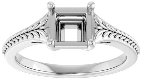 Sužadėtuvių Žiedas „Solitaire“ 14k white gold Square 5mm (3)
