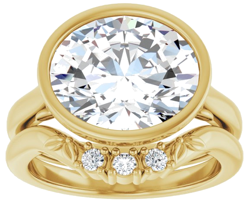 Sužadėtuvių Žiedas „Bezel-Set“ 14k yellow gold Oval 12mm x 10mm (8)