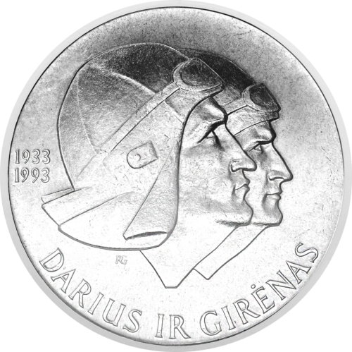 1993 Darius and Girėnas 10 Litas Silver Coin MS 67 (3)