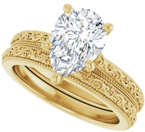 14K Yellow  10x7 mm Pear Solitaire Engagement Ring Mounting (10)
