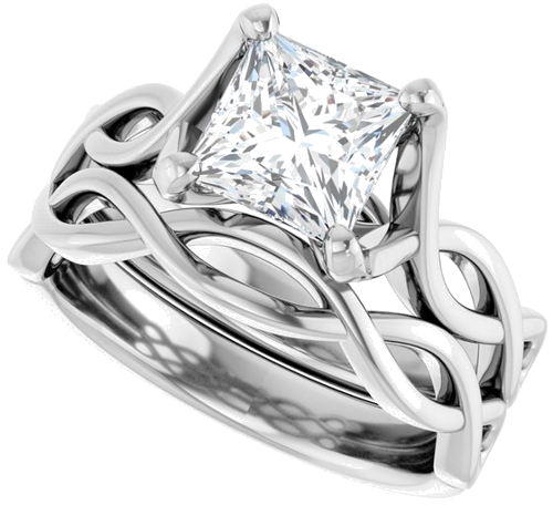 Sužadėtuvių Žiedas „Solitaire Rope“ 14k white gold Square 6.5mm (10)