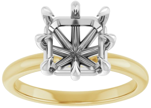 Sužadėtuvių Žiedas „Claw-Prong“ 18k yellow/white gold Asscher 8mm (3)