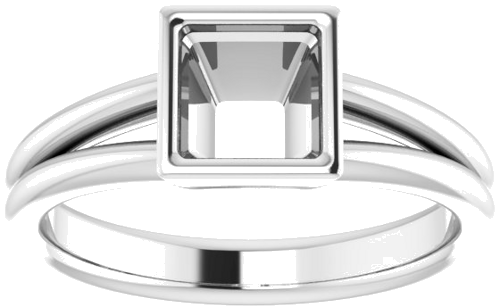 Sterling Silver 5.5 mm Square Engagement Ring Mounting (3)